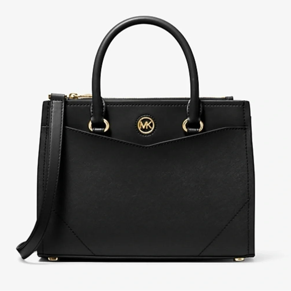 MICHAEL KORS Everly Black Medium Saffiano‎ Leather Satchel. NWT